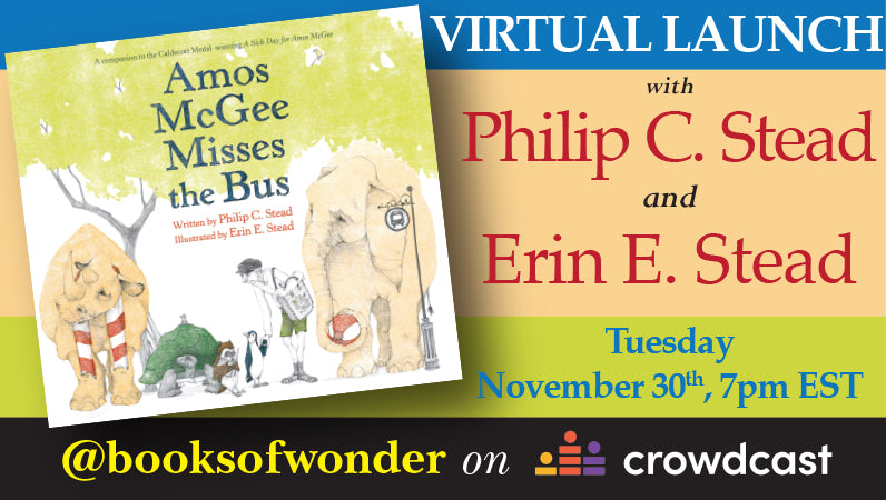VIRTUAL LAUNCH for Amos McGee Misses the Bus by PHILIP & ERIN STEAD *SIGNED BOOKPLATES AND EXCLUSIVE PRINT!*
