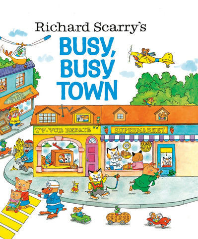 Cover for Busy, Busy Town, showing the streets of Busy Town, USA. It's pretty busy out there. 