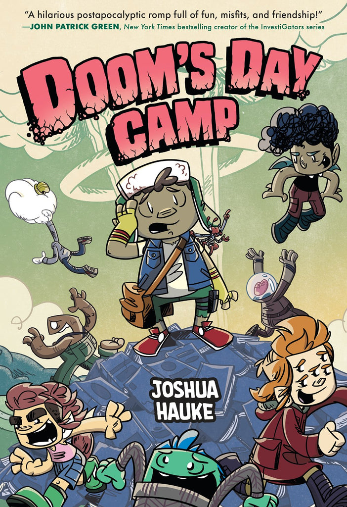 Cover for Doom's Day Camp, showing Doom, a young boy with brown skin, and all his post-apocalyptic friends