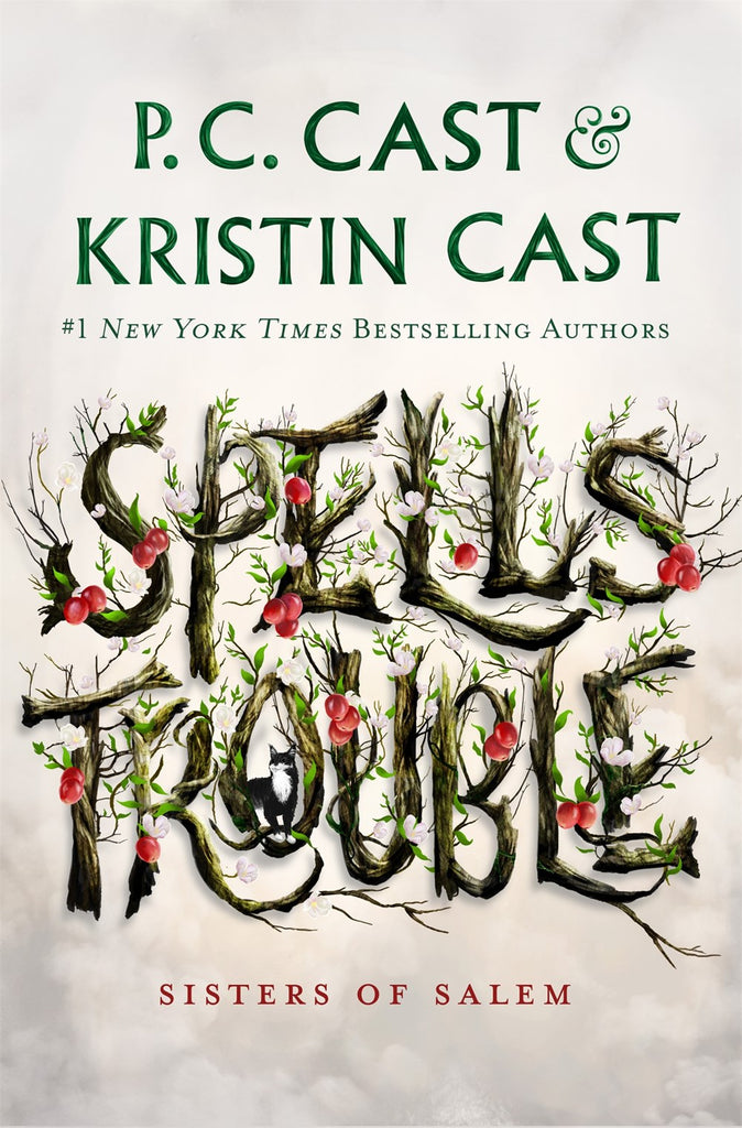 Cover for Spells Trouble: overgrown vines and berries spell out the title