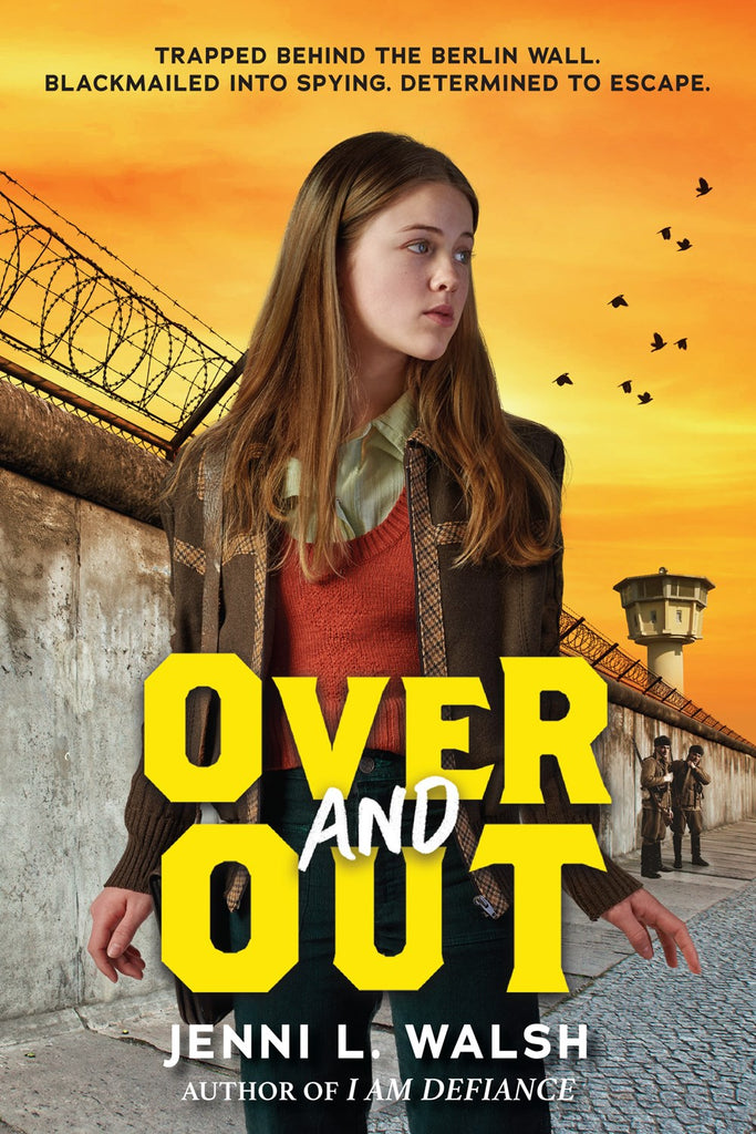 Cover for Over and Out, showing a young white girl in front of the Berlin Wall