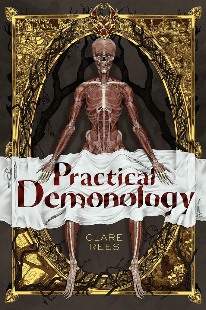 Cover of Practical Demonology, showing a demon's skeleton and musculature 