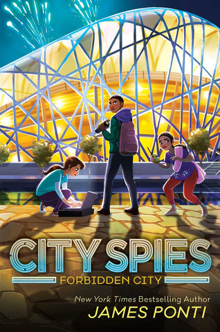 Cover of City Spies: Forbidden City, showing the three kids in full spy mode