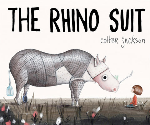 Cover for The Rhino Suit, showing a girl with her rhino suit