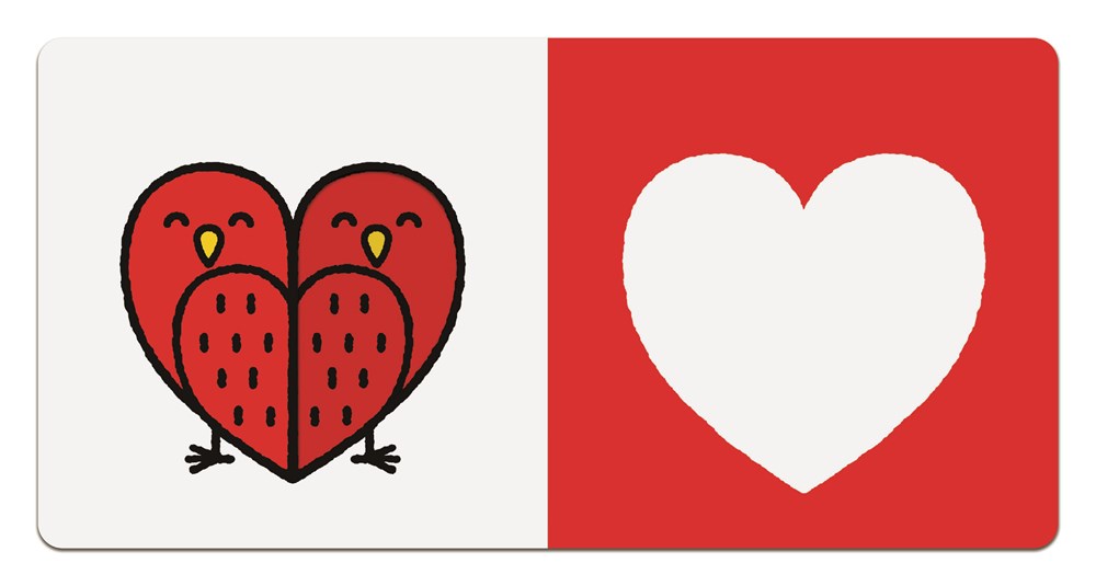 Two birds and a cutout heart shape