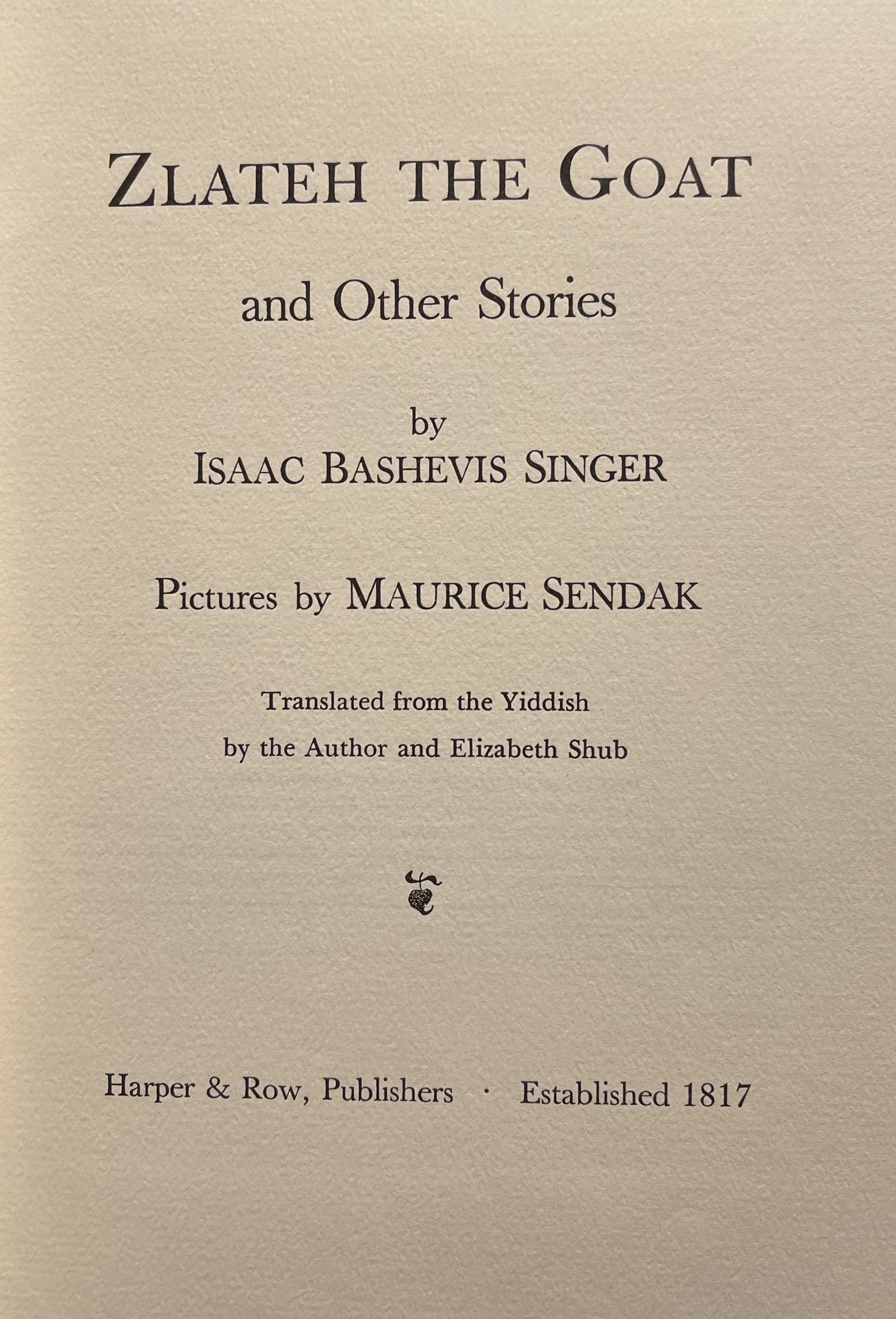 Zlateh the Goat Books of Wonder