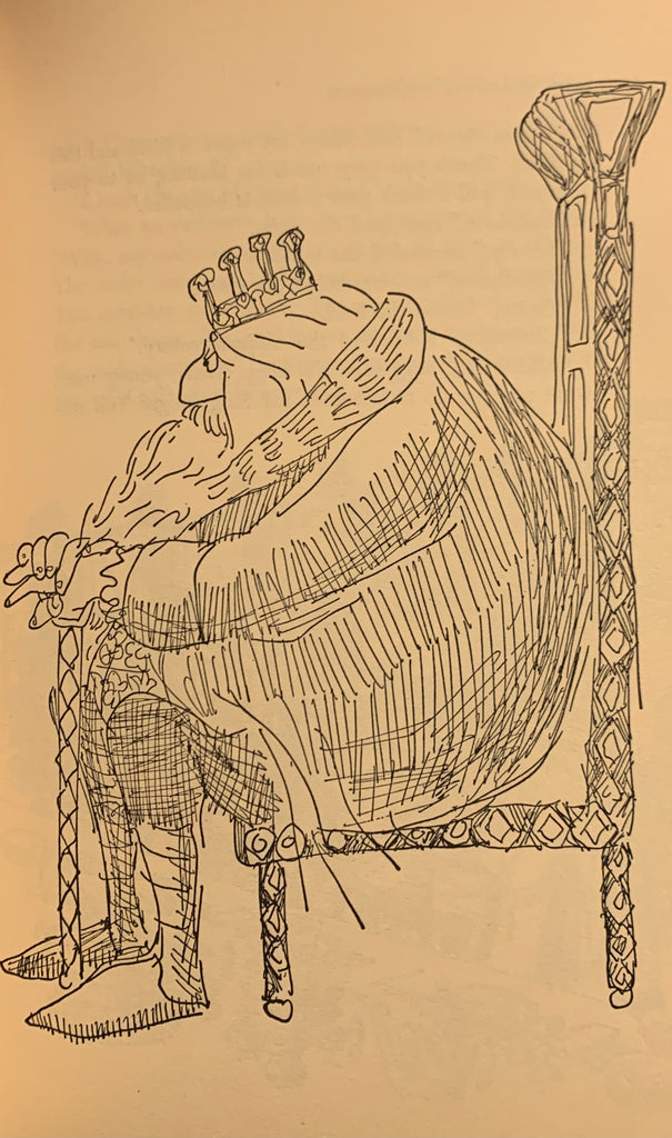 Internal black and white illustration of the King from The Phantom Tollbooth