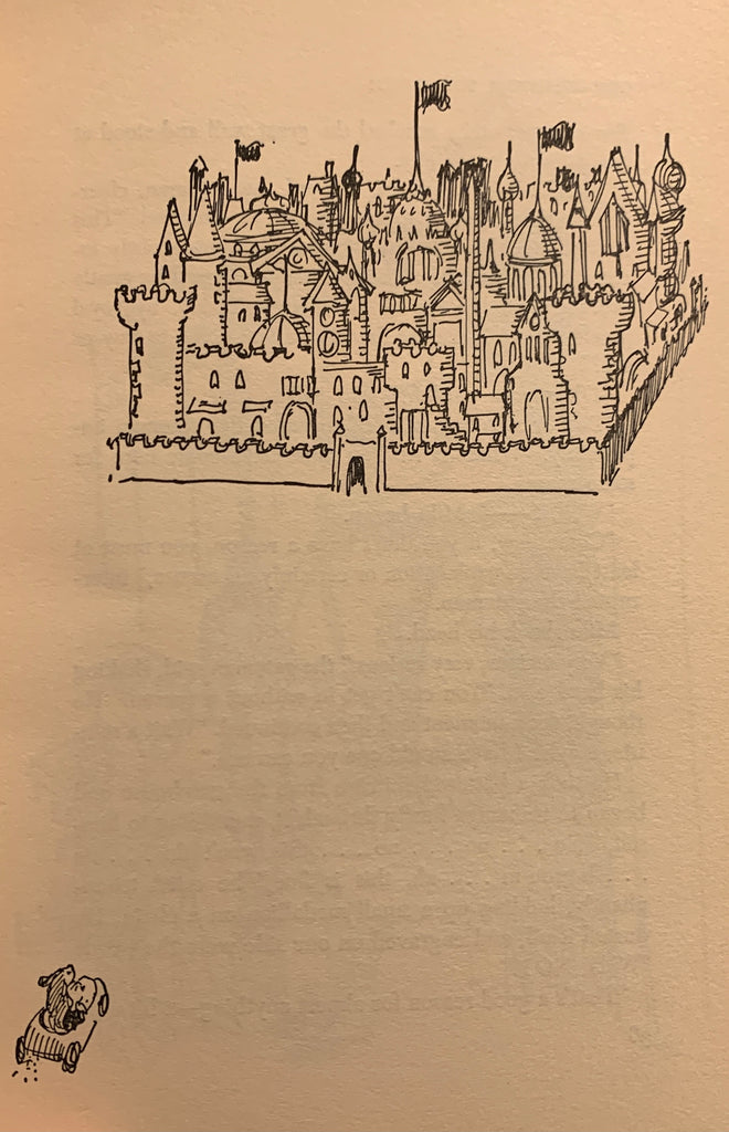 Internal black and white illustration of a castle from The Phantom Tollbooth