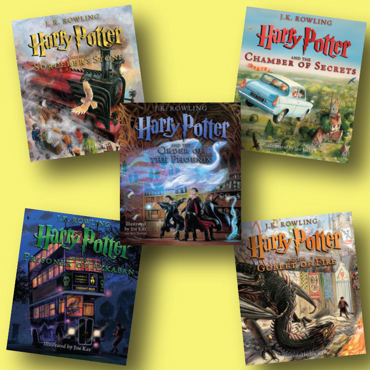Books　Harry　Editions　Five-Book　Potter　Prints　Illustrated　Set　–　w/FREE　Art　of　Wonder