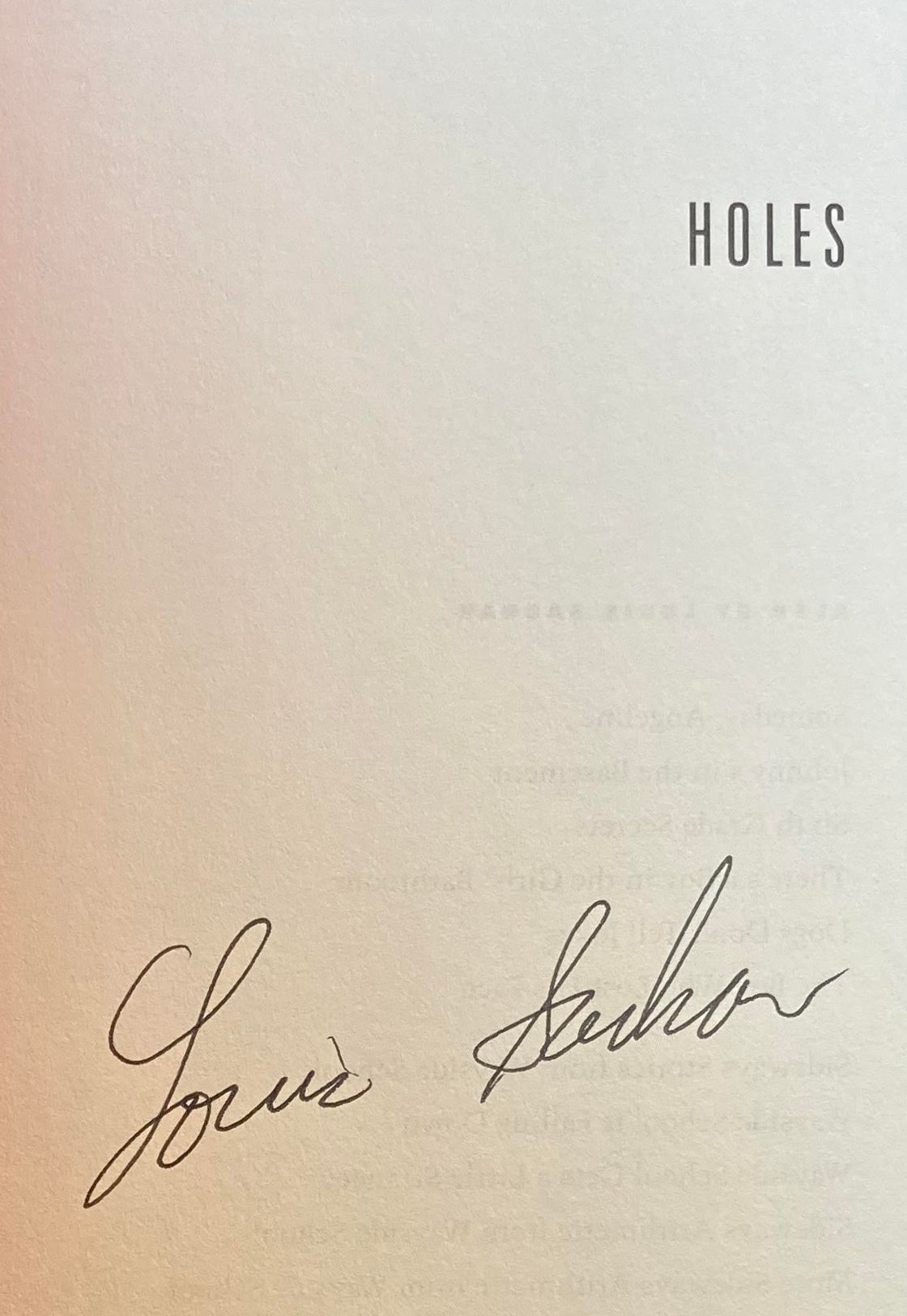 LOUIS SACHAR: Holes, A Signed Edition