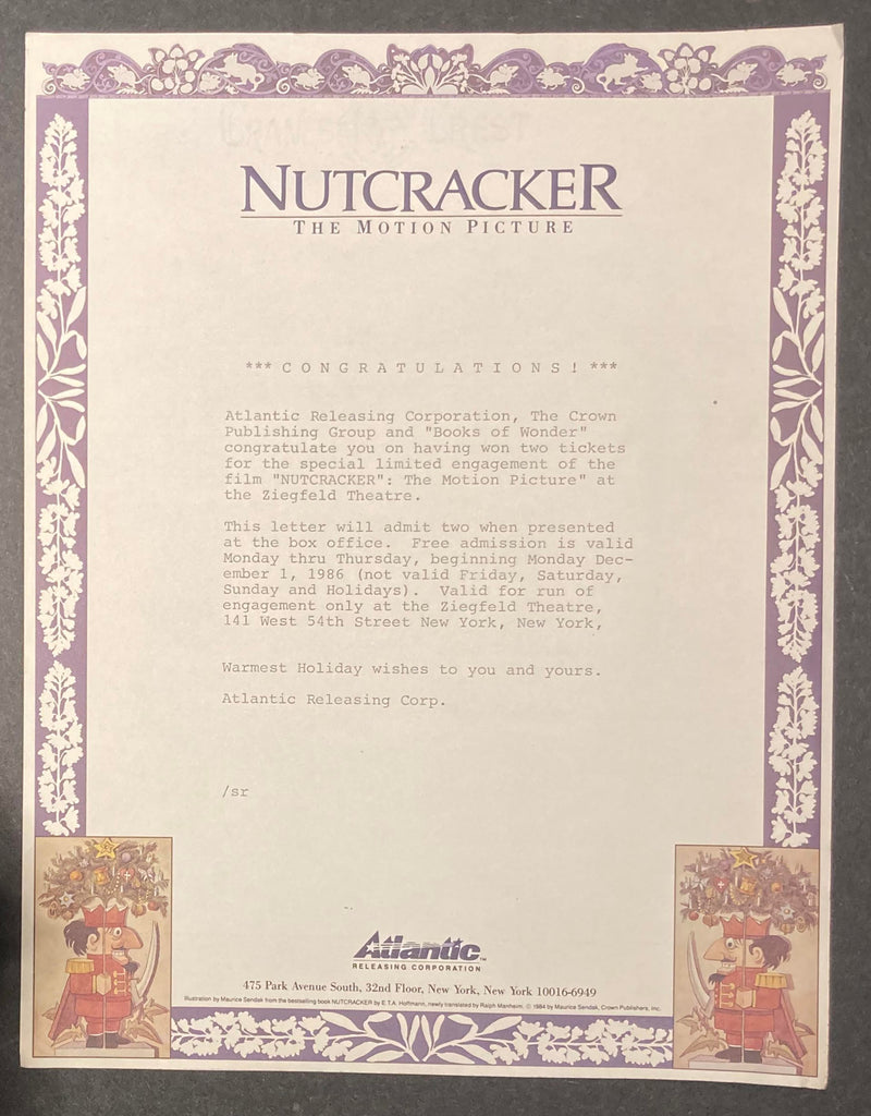 Nutcracker The Motion Picture World Premier Program